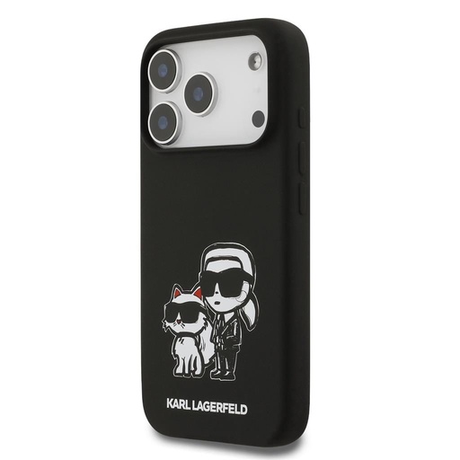 Karl Lagerfeld Liquid Silicone K&CH Sketch MagSafe pouzdro iPhone 17 Pro (Černá) - KLHMP17LSKCGRGOK