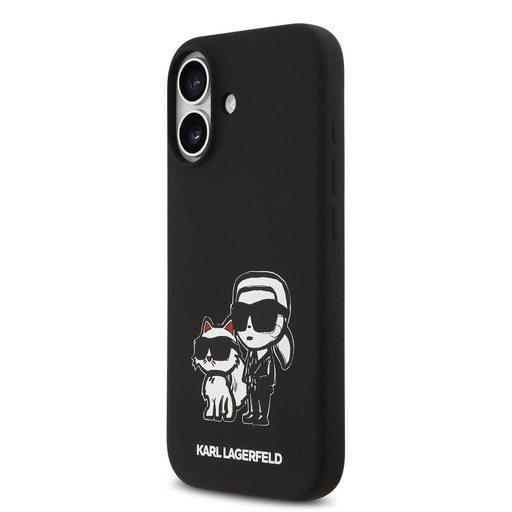 Karl Lagerfeld Liquid Silicone K&CH Sketch MagSafe pouzdro iPhone 17 (Černá) - KLHMP17SSKCGRGOK