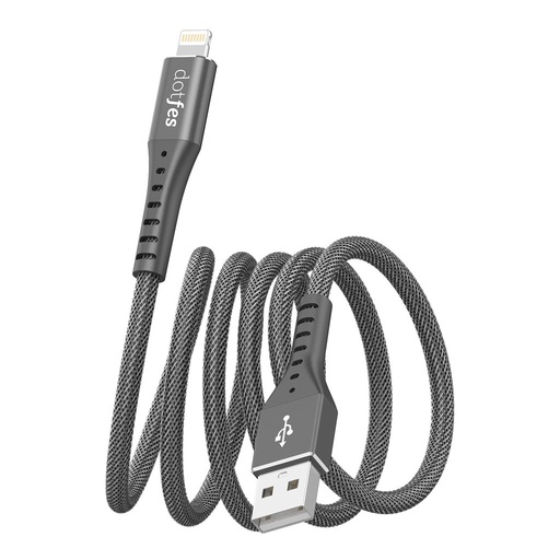Dotfes A08 tvrzený lightning kabel, černá