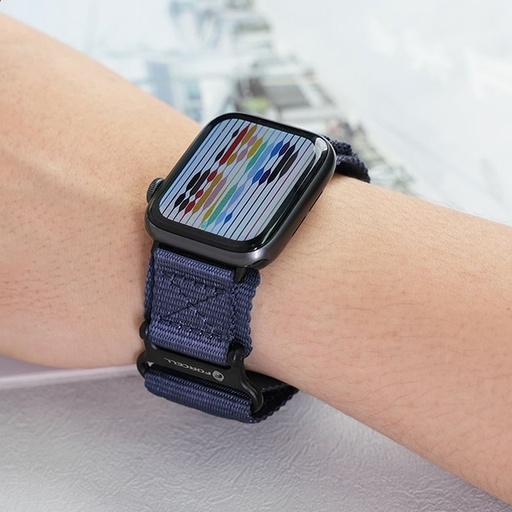 Forcell F-Design FA05 nylon na suchý zip řemínek Apple Watch 42 / 44 / 45 / 49 mm (Modrá)