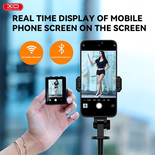 XO SS23 Smart se zrcadlením displeje Bluetooth selfie tyč (Černá)
