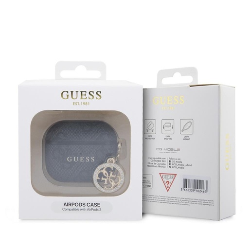 Guess 4G Script PC/PU Charm pouzdro AirPods 3 (Černá)