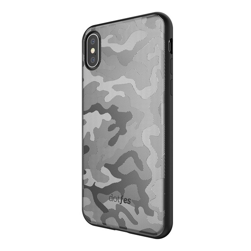Apple iPhone X/ XS Dotfes camouflage style prémiový zadní kryt, (Šedá)