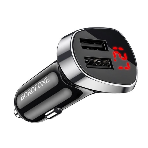 Borofone BZ15 autní nabíječka (2xUSB port), LED indikátor stavu, 5V 2,4A, černá