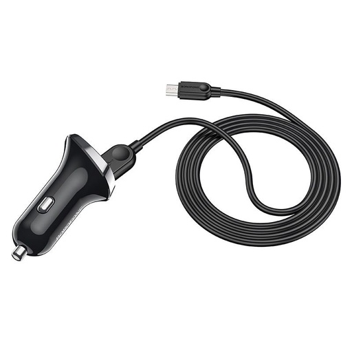 Borofone BZ15 autní nabíječka (2 USB port, microUSB kabel), LED indikátor stavu, 5V 2,4A, černá