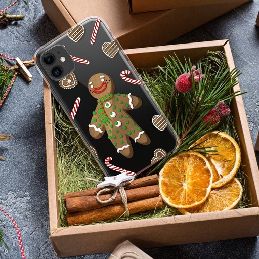 Apple iPhone 12 / iPhone 12 Pro Winter silikonový zadní kryt (Gingerbread Men (Průhledný))