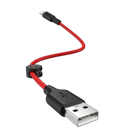 Hoco X21 Plus lightning kabel, 3A, 0.25M, černá - červená