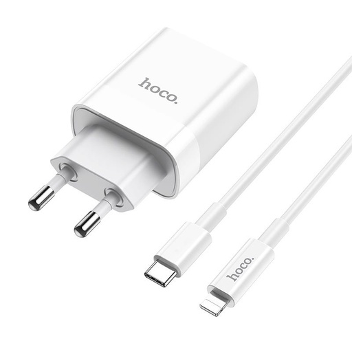 Hoco C80A síťový rychlonabíječka (QC + PD konektor), PD lightning kabel, QC 3.0, 18W, bílá