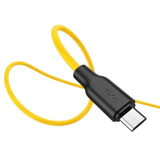 Hoco X21 Plus microUSB kabel, fluorescenční, 1M, 2.4A, silikonový, žlutá