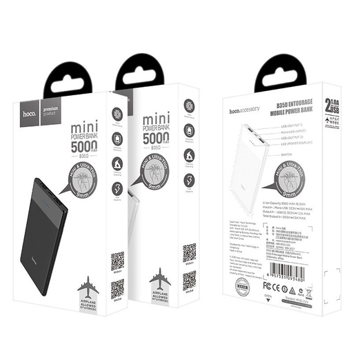 Hoco B35D power bank, 5000 mAh, 1A, černá