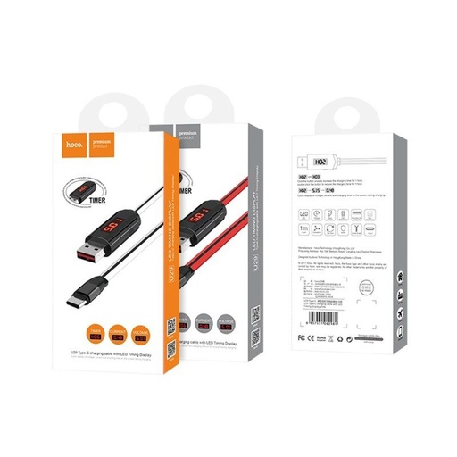 Hoco U29 LED s displejem & s časovačem lightning kabel (LED displej, časovač), bílá