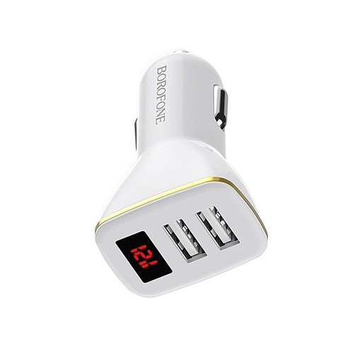 Borofone BZ11 autní nabíječka (2xUSB port), LED indikátor stavu,5V 2,1A, bílá