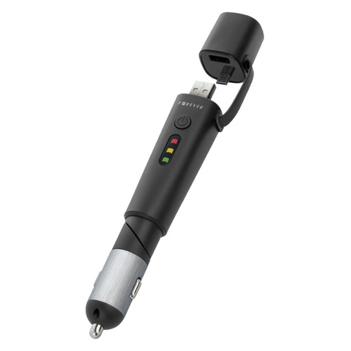 Forever L-style autní nabíječka, 2600 mAh power bank, černá