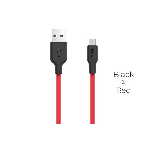 Hoco X21 microUSB kabel (odolný), 2A, silikonový, 1m, černá/ červená