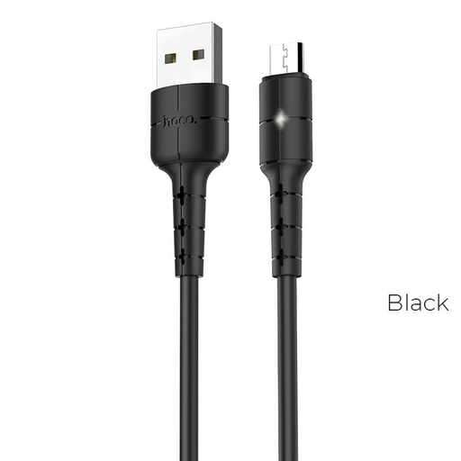 Hoco X30 microUSB kabel (LED indikátor stavu), LED indikátor stavu, 2A, 1,2m, černá