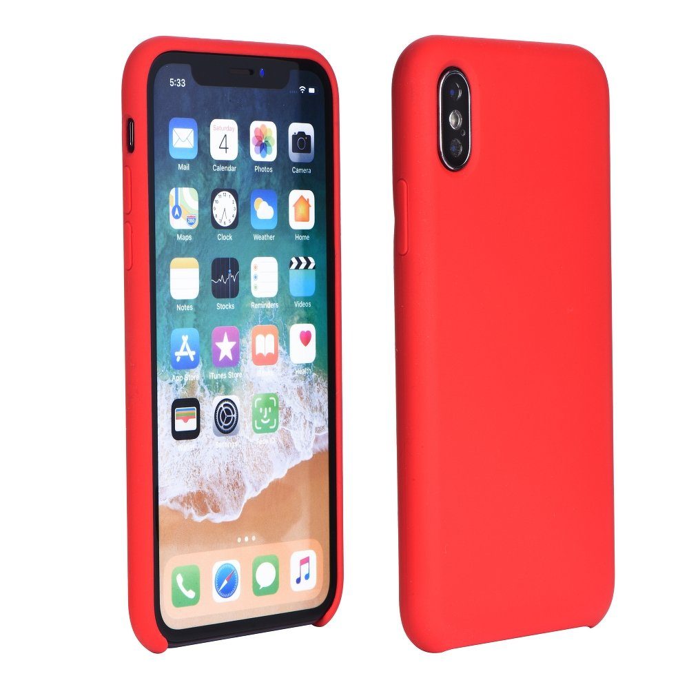 Apple iPhone XS Max silicone hátlap tok logo kivágással (Piros)