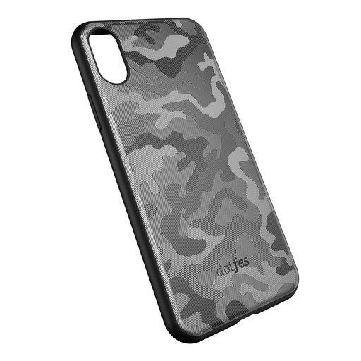 Apple iPhone X/ XS Dotfes camouflage style prémiový zadní kryt, (Šedá)