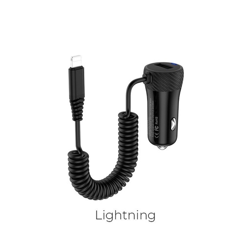 Hoco Z21A Ascender single-port car charger with cable lightning Černá