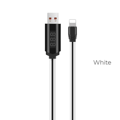 Hoco U29 LED s displejem & s časovačem lightning kabel (LED displej, časovač), bílá