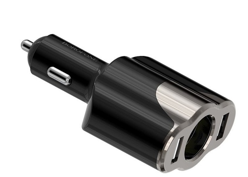 Borofone BZ7 autní nabíječka (2xUSB port), zapalovač v autě aljzat, 5V 2,1A, černá
