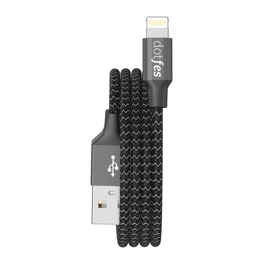 Dotfes A06 látka lightning kabel, černá