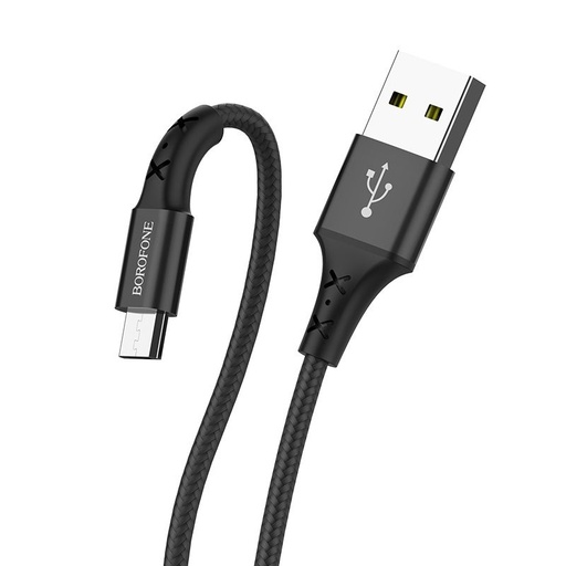 Borofone BX20 microUSB kabel, látka, 2A, 1m, černá