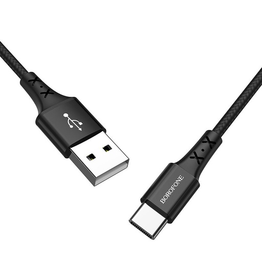 Borofone BX20 type-C kabel, látka, 2A, 1m, černá