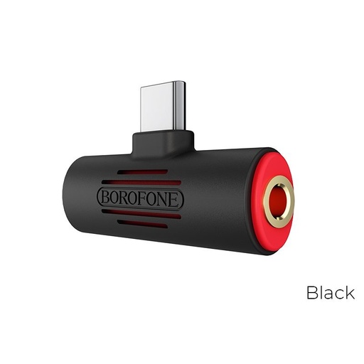 Borofone BV8 type-c rozbočovač (type-c nabíječka port+3,5mm jack aljzat), černá
