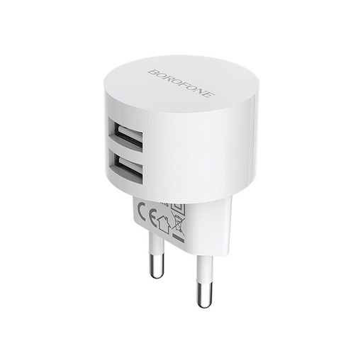 Borofone BA23A síťový nabíječka (2 USB port), 5V 2,4A, bílá
