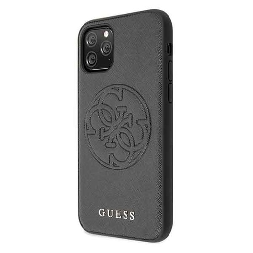 Apple iPhone 11 Pro Guess Saffiano Embossed Circle Logo pouzdro (Černá) - GUHCN58RSSASBK