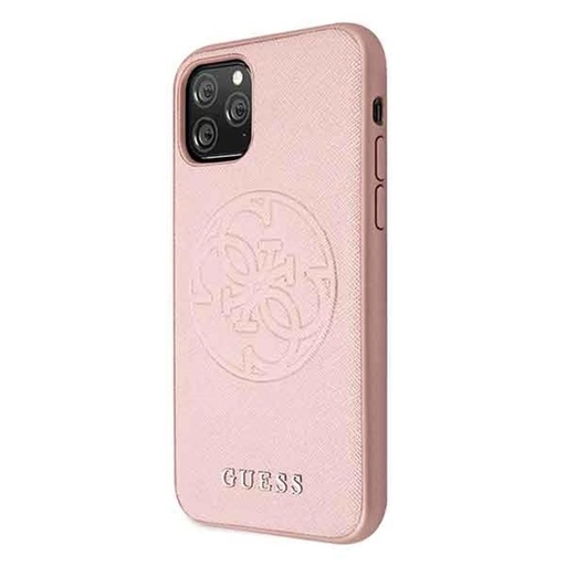 Apple iPhone 11 Pro Guess Saffiano Embossed Circle Logo pouzdro (Růžová) - GUHCN58RSSASRG