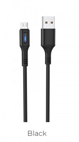 Hoco U79 microUSB kabel, LED indikátor stavu, přebití proti ochrana, černá