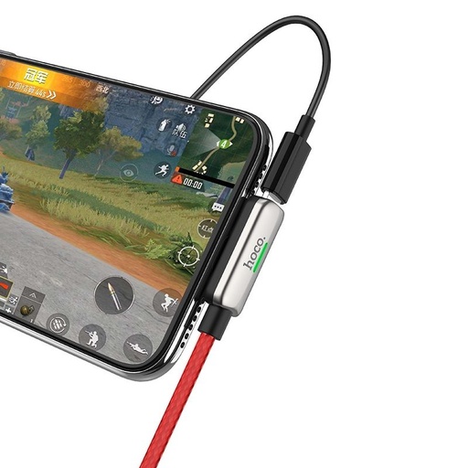 Hoco LS28 lightning rozbočovač (lightning audio+lightning nabíječka port), stříbrná