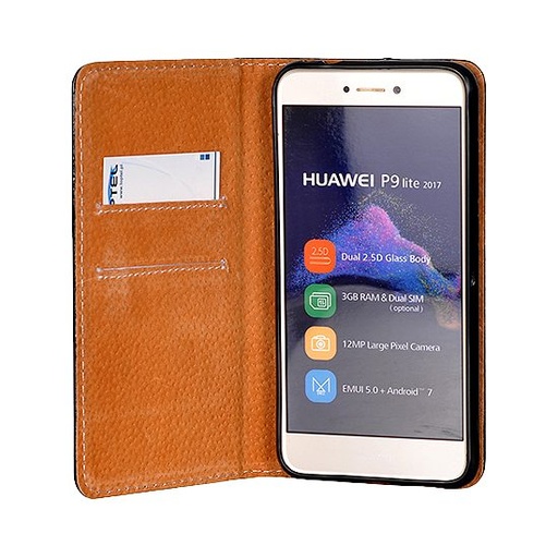 Huawei P40 Lite olasz kůže knížkové pouzdro, černá