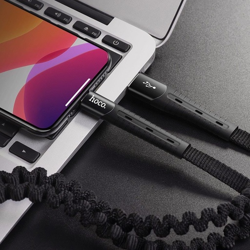 Hoco U78 microUSB kabel, 2,4A, látka, 1,2m, černá