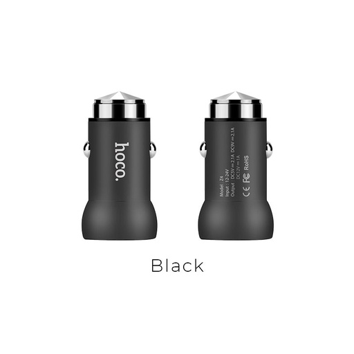 Hoco Z4 autní rychlonabíječka, 5V 2,1A, QC 3.0, černá