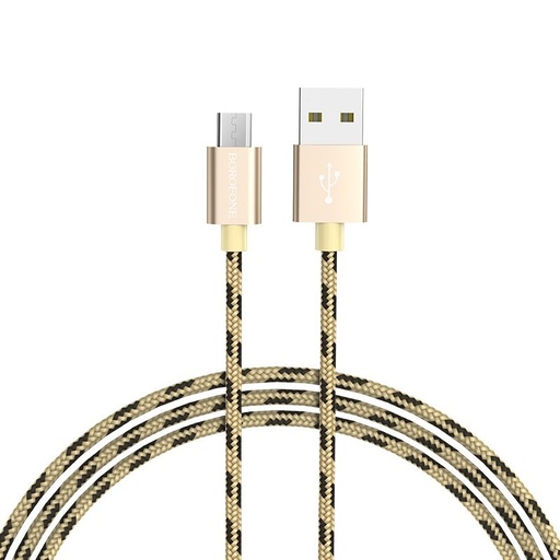 Borofone BX24 microUSB kabel, látka, 1m, zlatá