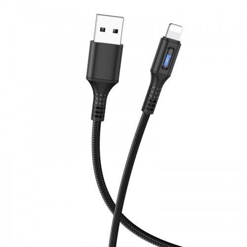 Hoco U79 lightning kabel, LED indikátor stavu, přebití proti ochrana, černá