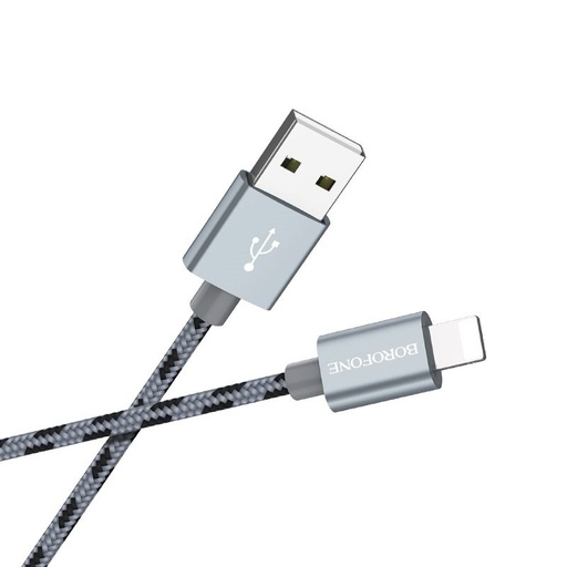 Borofone BX24 lightning kabel, látka, 1m, metalická šedá