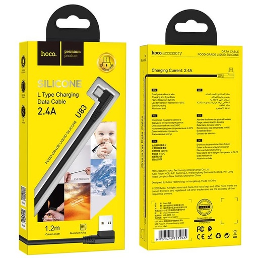 Hoco U83 microUSB kabel, 2,4A, 1,2m, černá