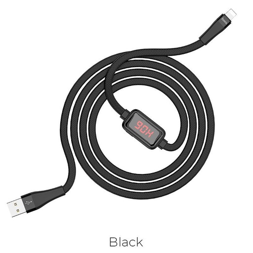 Hoco S4 lightning kabel, 3A, LED indikátor stavu, přebití proti ochrana, černá