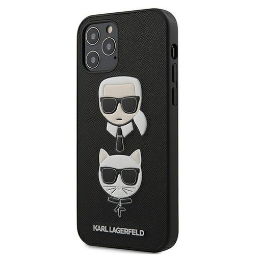 Apple iPhone 12 / iPhone 12 Pro Karl Lagerfeld faceplate prémiový zadní kryt (Černá - KLHCP12MSAKICKCBK)