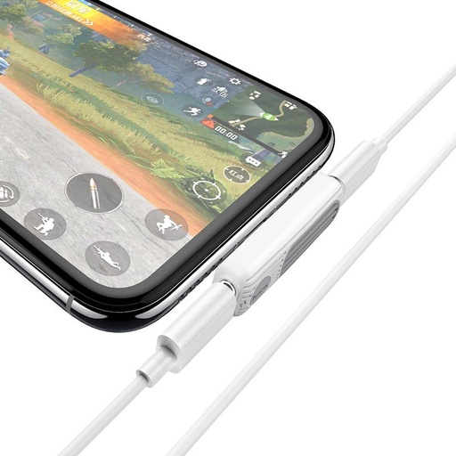 Hoco LS29 lightning rozbočovač (lightning audio+lightning nabíječka port), 2A, bílá