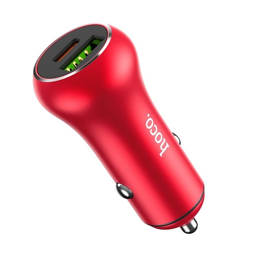Hoco Z38 autní rychlonabíječka (PD + QC nabíjení), QC 3.0, 38W, červená