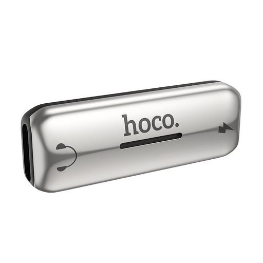 Hoco LS27 lightning rozbočovač (lightning audio+lightning nabíječka port), 2A, stříbrná