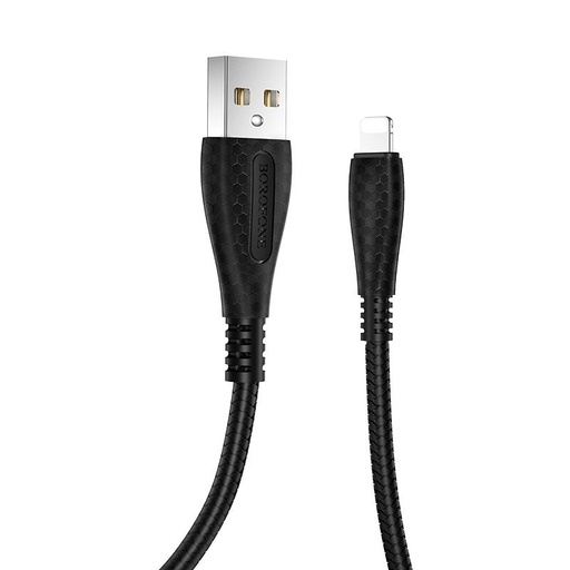 Borofone BX38 lightning kabel, 2.4A, 1M, TPE fonat, TPE konektor, černá