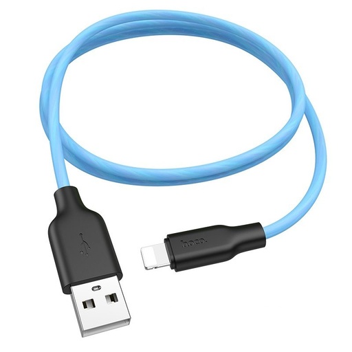 Hoco X21 Plus lightning kabel, fluorescenční, 1M, 2.4A, silikonový, modrá