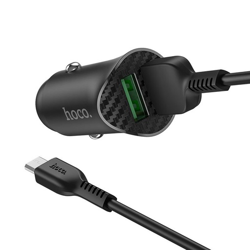 Hoco Z39 autní rychlonabíječka (2 USB port, microUSB kabel), QC 3.0 max 18W, 1M délka kabelu, černá