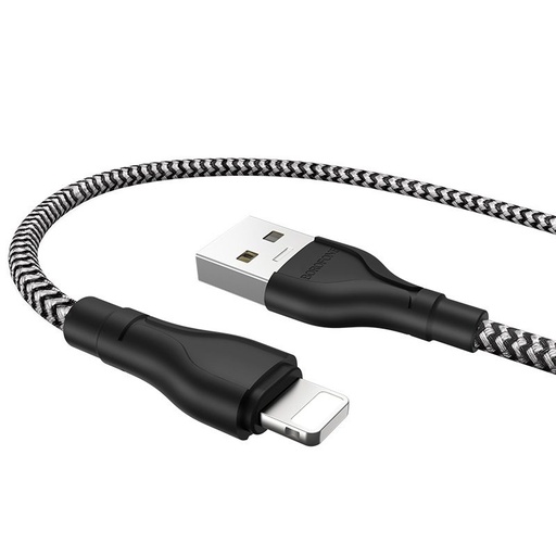 Borofone BX39 lightning kabel, 3A, 1M, látka, černá - bílá