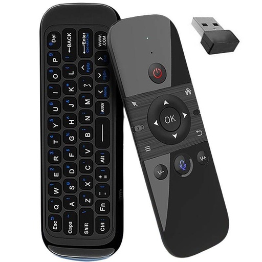 W1 QWERTY dálkový ovladač SMART TV-hez, bezdrátový klávesnice pro chytrou televizi 3in1, černá